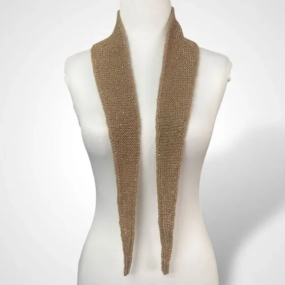 Sophie Scarf Beige Mohair Lurex Sequin Hand Knit Women Neckerchief Gift for Her